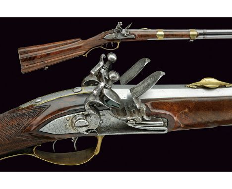 A fine over and under barrelled flintlock gun of noble property dating: early 19th Century provenance: Italy Smooth, two-stag