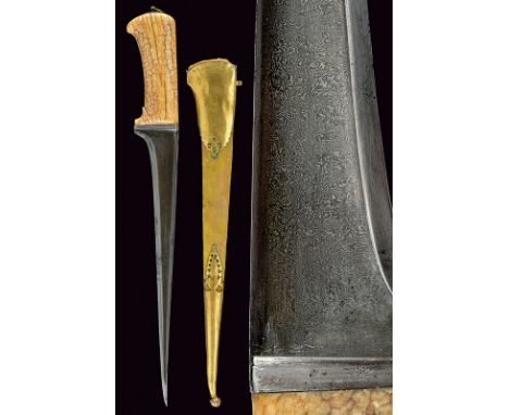 A pesh-kabz dating: 19th Century provenance: Indopersia Almost straight, single-edged blade of fine damask, slight fuller, st