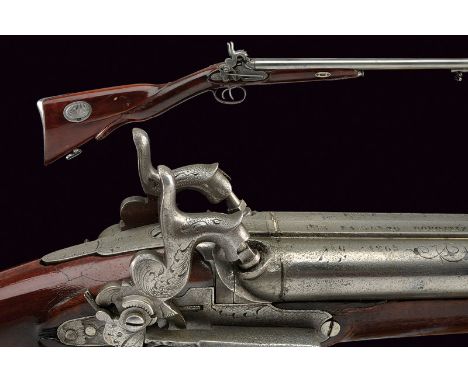 A double-barrelled percussion miquelet gun dating: third quarter of the 19th Century provenance: Spain Smooth, round, 16 mm c