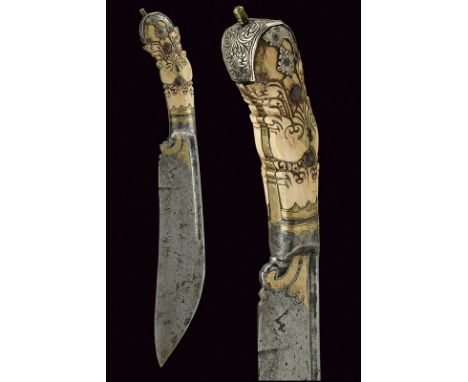 A piha kaetta dating: circa 1800 provenance: Ceylon Strong, wide, single-edged blade with rear groove and brass decorations a