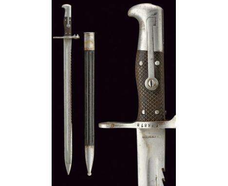 A 1887 model bayonet with saw-back dating: first quarter of the 20th Century provenance: Swiss Straight, single -tip and fals