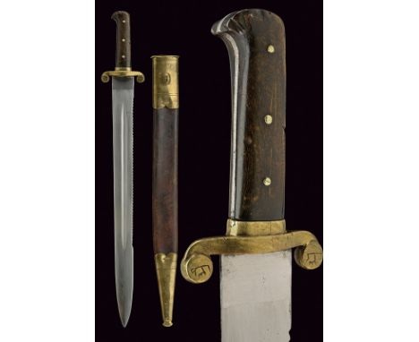 A rare 1847 model Pioneer's short sword dating: mid-19th Century provenance: Turkey Straight, single -tip and false-edged bla