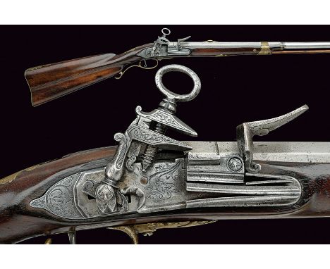 A beautiful flintlock gun by Giuseppe Guardiani dating: last quarter of the 18th Century provenance: Tuscany Smooth, two-stag