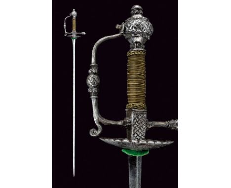 A decorated small-sword dating: 17th Century provenance: Germany Straight, double-edged blade of lozenge section, the first p