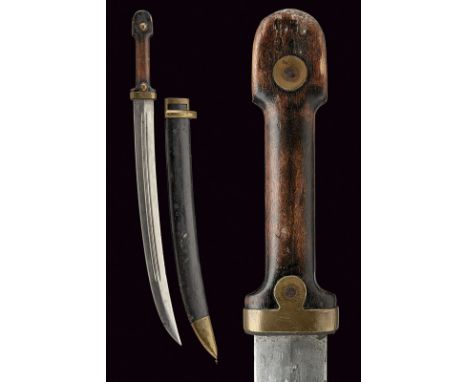 An artillery kindjal dating: circa 1900 provenance: Russia Curved, single -and false-edged blade, with double fuller, ribbed 