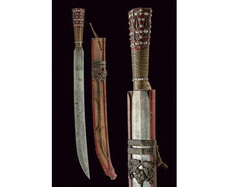 A rare paiwan dagger dating: 19th Century provenance: Taiwan Strong, single-edged blade with a ribbed side and a smooth one; 