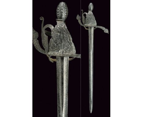 A Dusage type rapier dating: third quarter of the 17th Century provenance: France Straight, double-edged blade, with central 