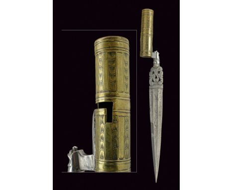 A socket bayonet dating: first quarter of the 19th Century provenance: Italy Single -and false-edged blade, with fuller, engr
