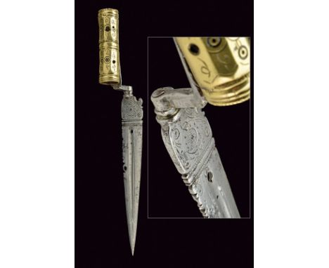 A socket bayonet dating: first quarter of the 19th Century provenance: Italy Single -and false-edged blade, with fuller, part