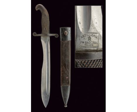 An artillery knife dating: last quarter of the 19th Century provenance: Spain Straight blade with counter-curved edge and tip