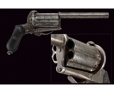 A percussion pepperbox with turn-off barrel dating: third quarter of the 19th Century provenance: Europe Round, 10 mm cal. ba