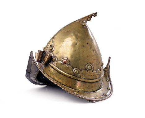 A rare Moro helmet dating: first quarter of the 19th Century provenance: The Philippines Entirely made of brass. Skull in two