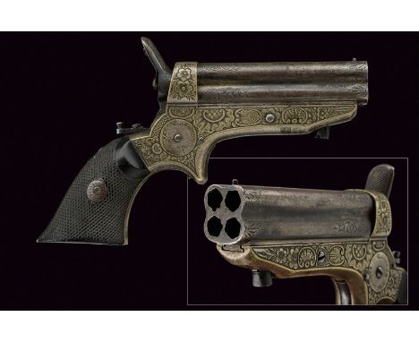 A four-shot factory engraved Sharps pepperbox revolver dating: third quarter of the 19th Century provenance: USA Group of fou