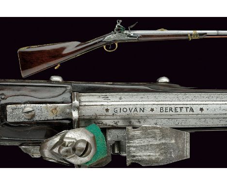 A flintlock gun by Giovanni Beretta dating: circa 1800 provenance: Brescia Smooth, three-stage, 13 mm cal. barrel, octagonal 