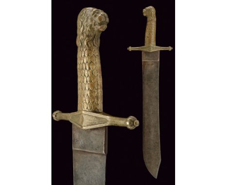 A 1843 model pioneer's short sword dating: last quarter of the 19th Century provenance: Spain Straight, single-edged blade wi