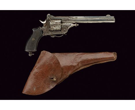A S&W type centerfire revolver dating: 1875-1890 provenance: Belgium Octagonal, rifled, 7.5 mm cal. barrel, provided with tal