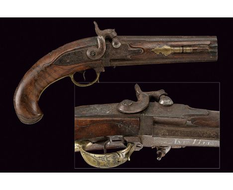 A percussion Wender pistol by Anton Haas dating: last quarter of the 18th Century provenance: Bavaria Round, rifled, 13 mm ca