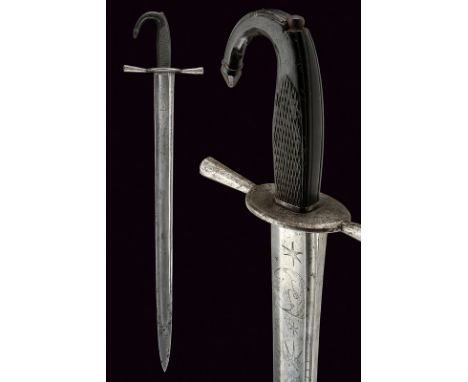 A hunting sword dating: circa 1800 provenance: Sicily Straight, single -tip and false-edged blade, wide fuller and another, s