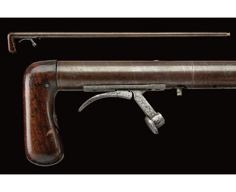 A rare percussion stick gun by Fields & Sons dating: mid-19th Century provenance: London Smooth, round, finished, 15 mm cal. 