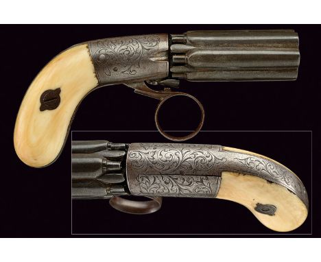 A rare 5 mm bore Mariette percussion revolver dating: third quarter of the 19th Century provenance: Belgium Group of smooth, 