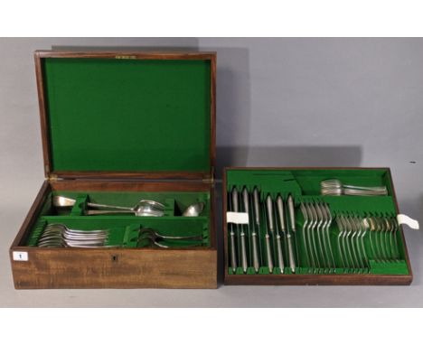 A matched service of George III silver Old English pattern flatware, all with London hallmarks, comprising: 6 Table Forks, 18