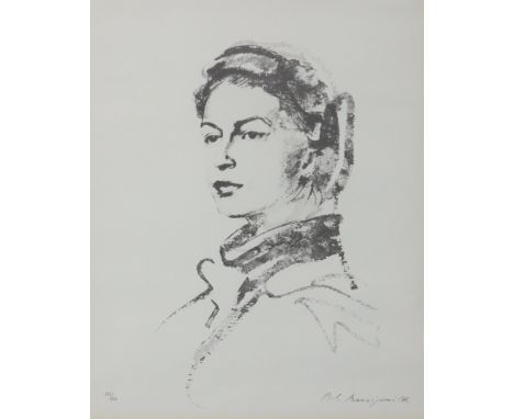 PIETRO ANNIGONI (1910-1988). Queen Elizabeth II, 1954, signed &amp; numbered 552/850, lithograph: 37cm x 29cm, framed &amp; g