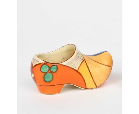 'Melon' a Clarice Cliff Fantasque Bizarre Clog, painted in colours printed factory marks, 11cm. wide ProvenanceThe collection