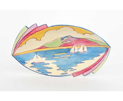'Gibraltar' a Clarice Cliff Fantasque Bizarre Daffodil bowl, painted in colours with pink, purple and green flanges, printed 