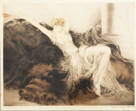 Louis Icart (1888-1950)Paresse (Laziness),dry point etching on paper, copyright 1925, printed by Les Graveurs Modernes, of a 