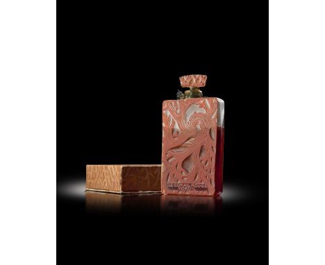 'Le Corail Rouge' 3 a rare Lalique glass scent bottle designed by Rene Lalique, for Forvil, designed 1922, clear and frosted 