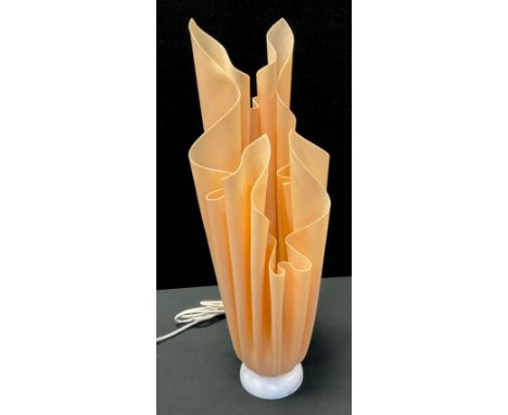A Georgia Jacobs handkerchief table lamp, peach shade, signed to bass, 52.5cm high 