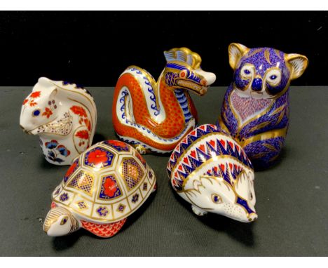 Royal Crown Derby Paperweights - Koala Bear Gold Stopper, Squirrel, gold stopper, Dragon, gold stopper, Hedgehog & Tortoise, 