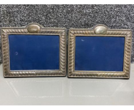 Pair of silver hallmarked rectangular picture frames, 24x21cm