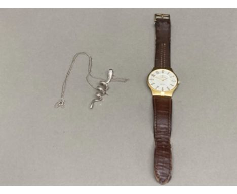 925 corkscrew silver pendant on silver chain, 8.5g and an Obaku harmony Ingersol gents watch, boxed, needs battery