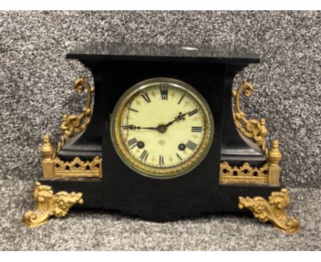Antique Ansonia black slate mantle clock “New York”