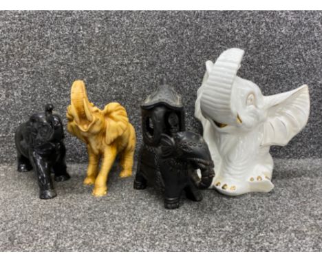 4 x large elephant ornaments - ceramic &amp; resin