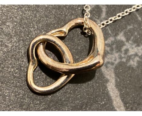 Silver 925 necklace &amp; double heart pendant