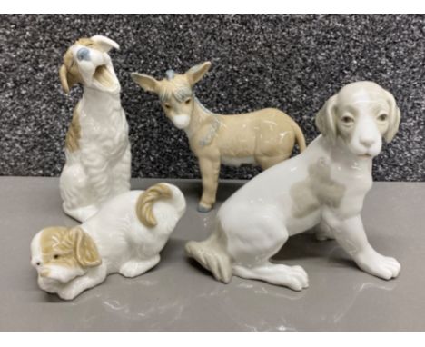 4x Nao by Lladro animals - includes Donkey &amp; 3 dogs