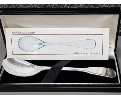 A Haviland silver millennium spoon 42.1g cased
