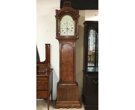 A 19th century oak long cased clock. J. Crofts, Newbury