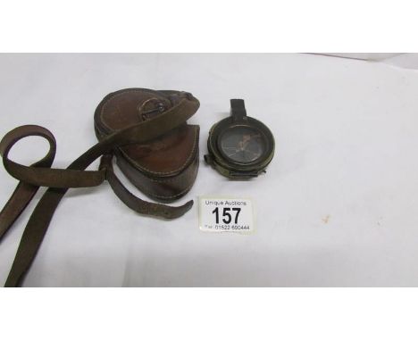A leather cases 1918 military compass by E Koehn, Geneve, Suisse (glass a/f)
