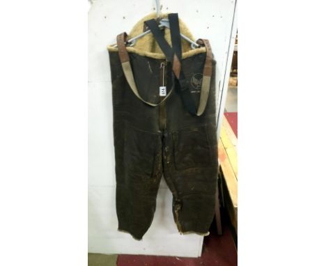 A pair of WW2 American USAAF United States army Air Force sheepskin flight crew trousers