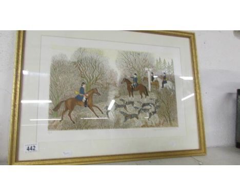 A French artist proof lithograph of a hunting scene by Vincent Haddelsey (1924 - 2012) signed in pencil