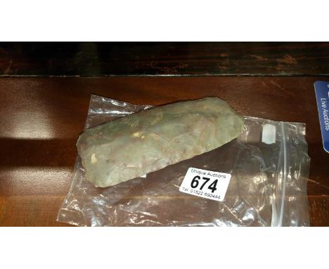 A Neotholithic bifacial hand axe circa 4000 BC, Approximately 15 x 7 x 3.5 cm, 419 gms, (from an old Bristol collection pre 1