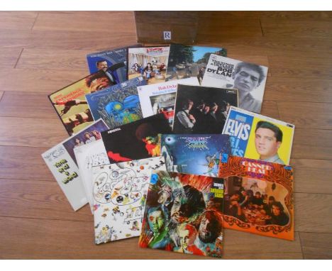 A box of approximatley 70 progressive & classic rock, rock and folk LP records including Jimi Hendrix, Canned Heat, Elvis, Ur