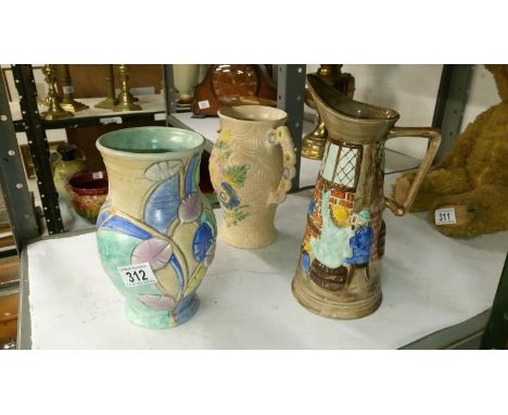 A Beswick vase, An Arthur Wood jug and a Radford jug