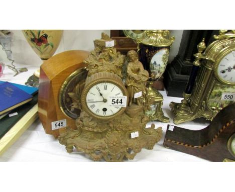 A spelter mantel clock
