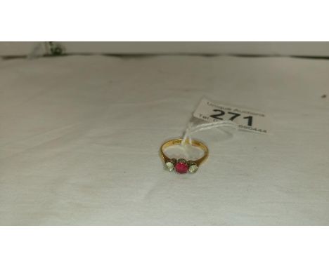An 18ct gold ring with ruby and diamonds, HM 18ct