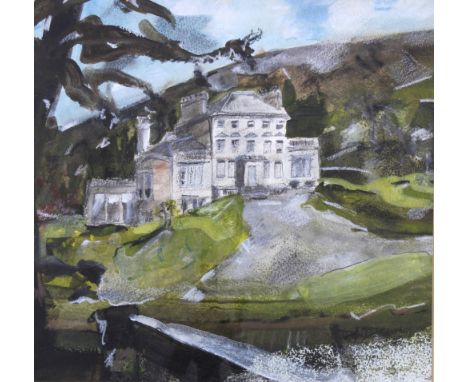 DOUGLAS DAVIES RSW, CAROLSIDE HOUSE, EARLSTON, mixed media on paper, signed and framed under glass, titled verso, 27 x 27cm 
