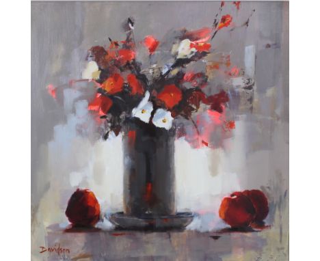 MARY DAVIDSON (SCOTTISH b. 1955), LIGHT AND SHADOW, oil on board, signed and framed under glass, title label verso. 45 x 45cm